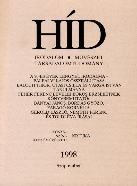 Híd, 62. évf. 1998. szeptember. 9. sz. 697–800. oldal