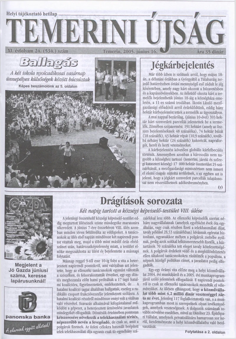 Temerini Újság, 11. évf. 2005. június 16. 24. sz.