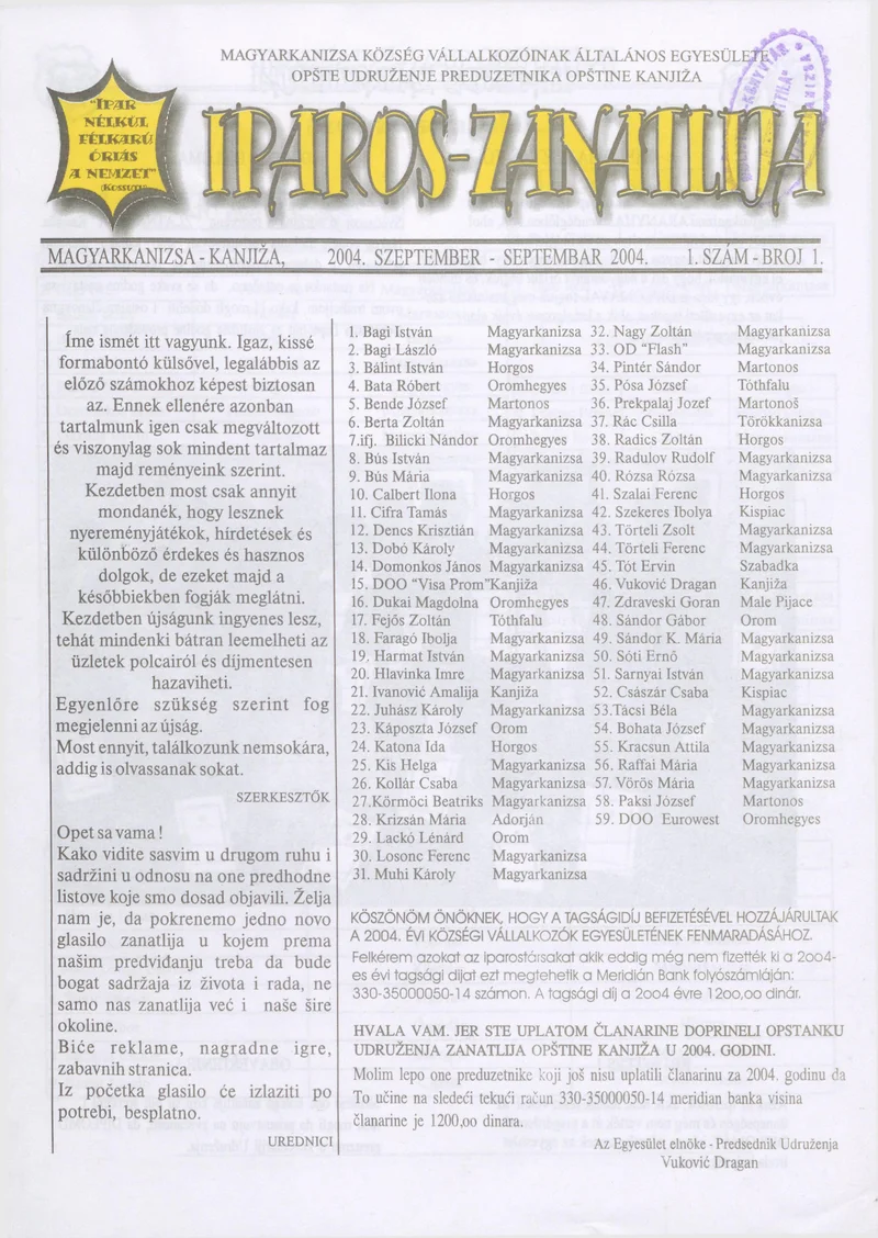 Iparos-Zanatlija 2004. szeptember. 1. sz.