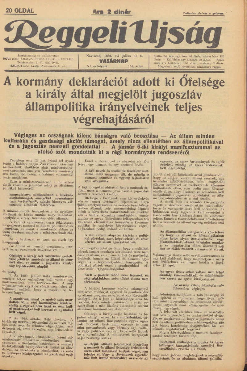 Reggeli Újság, 11. évf. 1930. július 6. 155. sz.