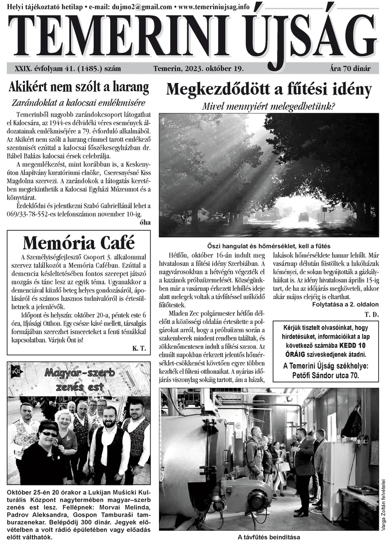 Temerini Újság, 29. évf. 2023. október 19. 41. sz.