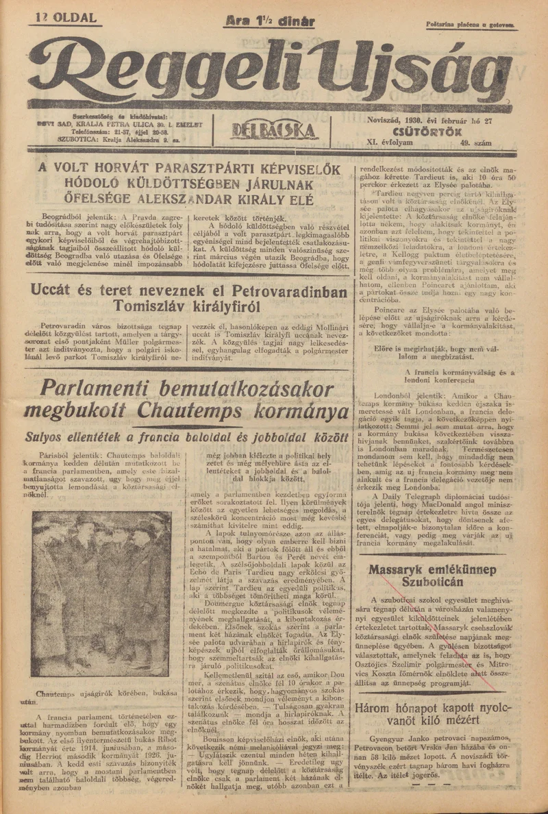 Reggeli Újság, 11. évf. 1930. február 27. 49. sz.