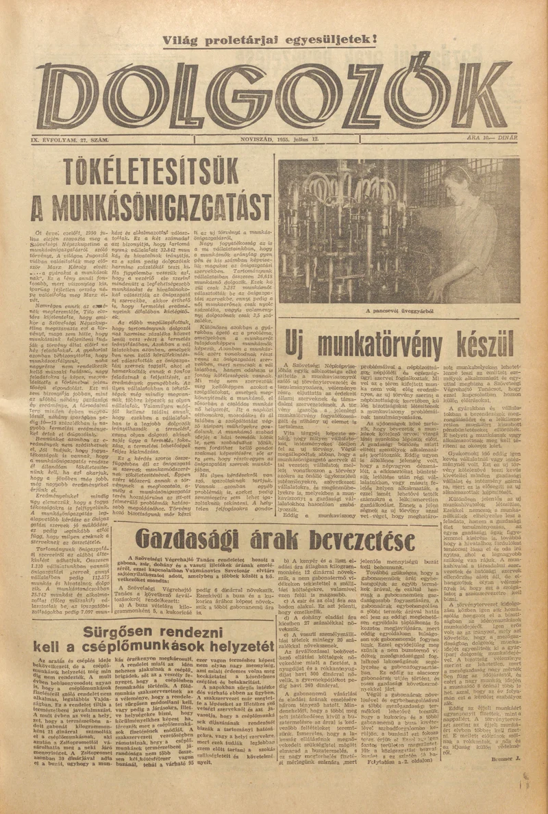 Dolgozók, 9. évf. 1955. július 12. 27. sz.