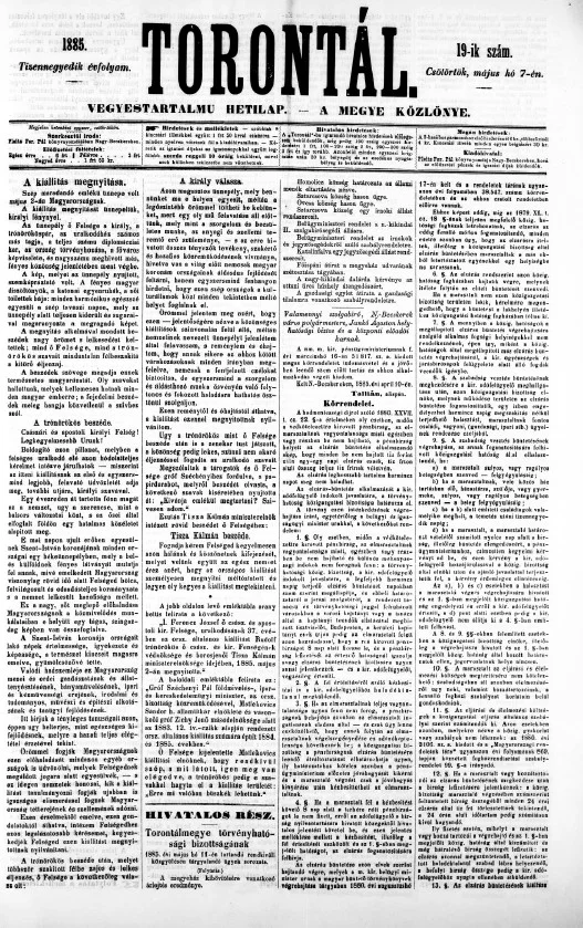 Torontál, 14. évf. 1885. május 7. 19. sz.