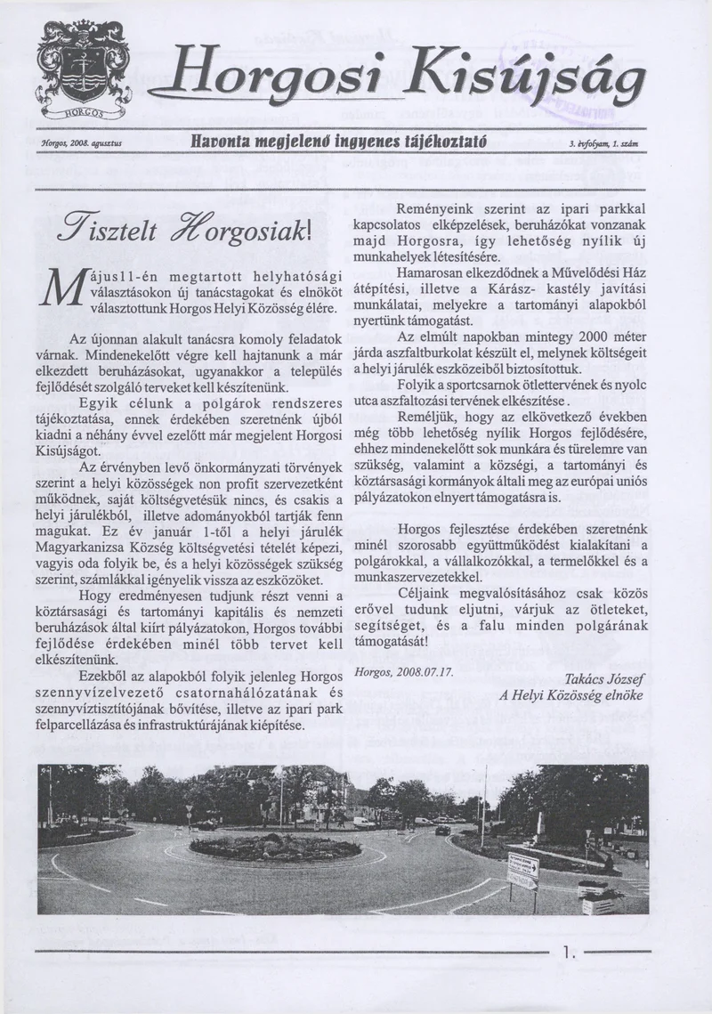 Horgosi Kisújság, 3. évf. 2008. augusztus. 1. sz.