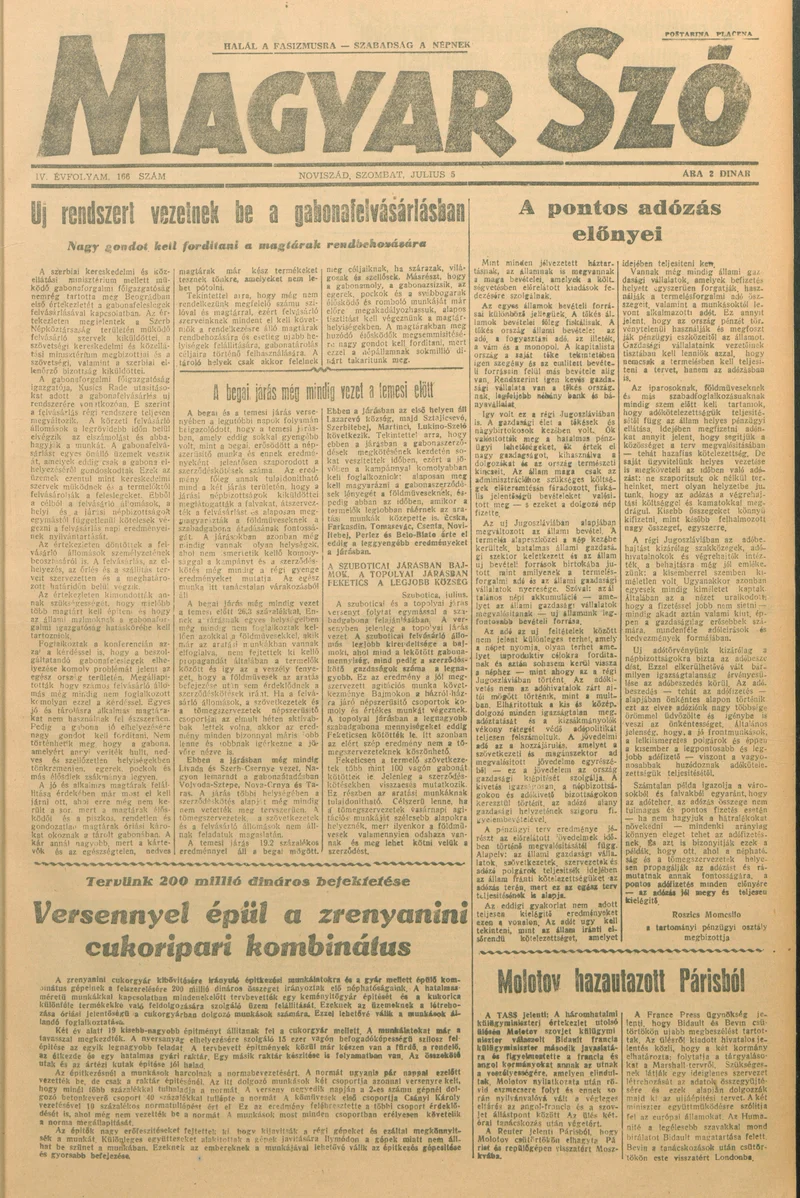 Magyar Szó, 4. évf. 1947. július 5. 166. sz. 1–6. oldal