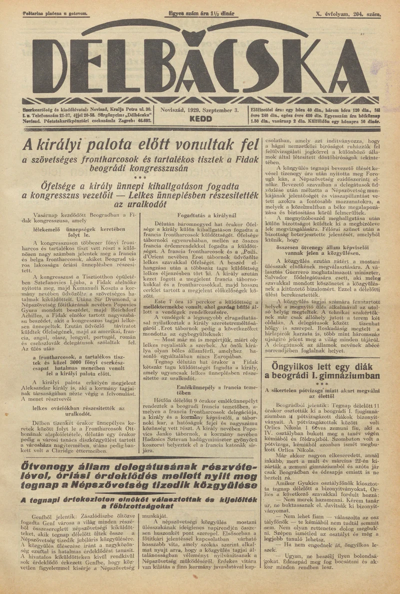 Délbácska, 10. évf. 1929. szeptember 3. 204. sz.