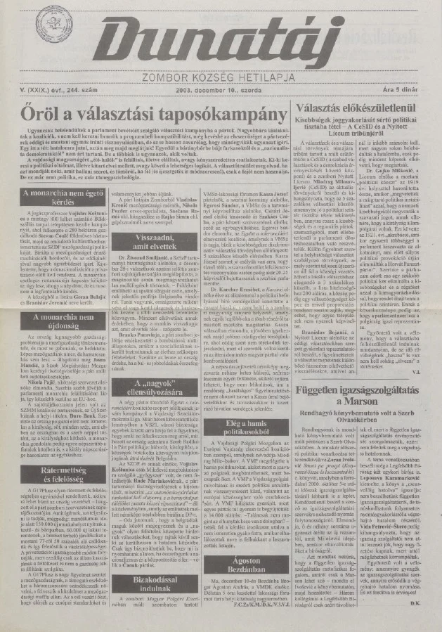 Dunatáj, 5. évf. 2003. december 10. 244. sz.
