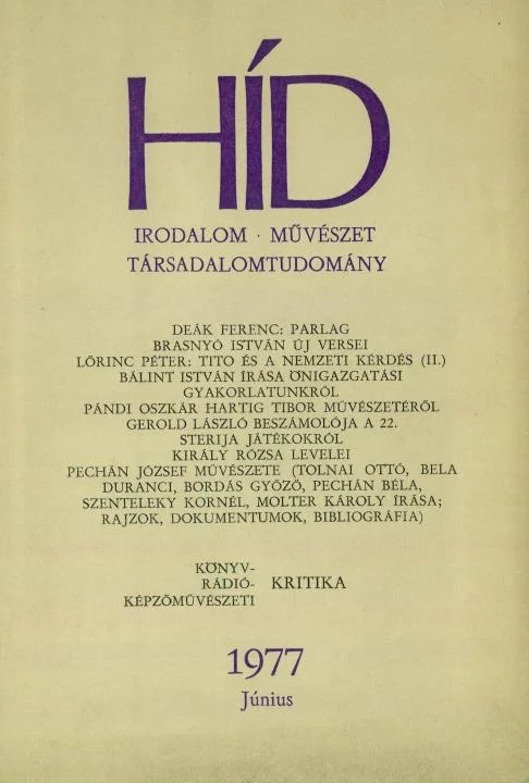 Híd, 41. évf. 1977. június. 6. sz. 713–856. oldal