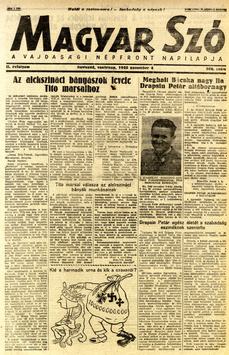 Magyar Szó, 2. évf. 1945. november 4. 256. sz. 1–8. oldal