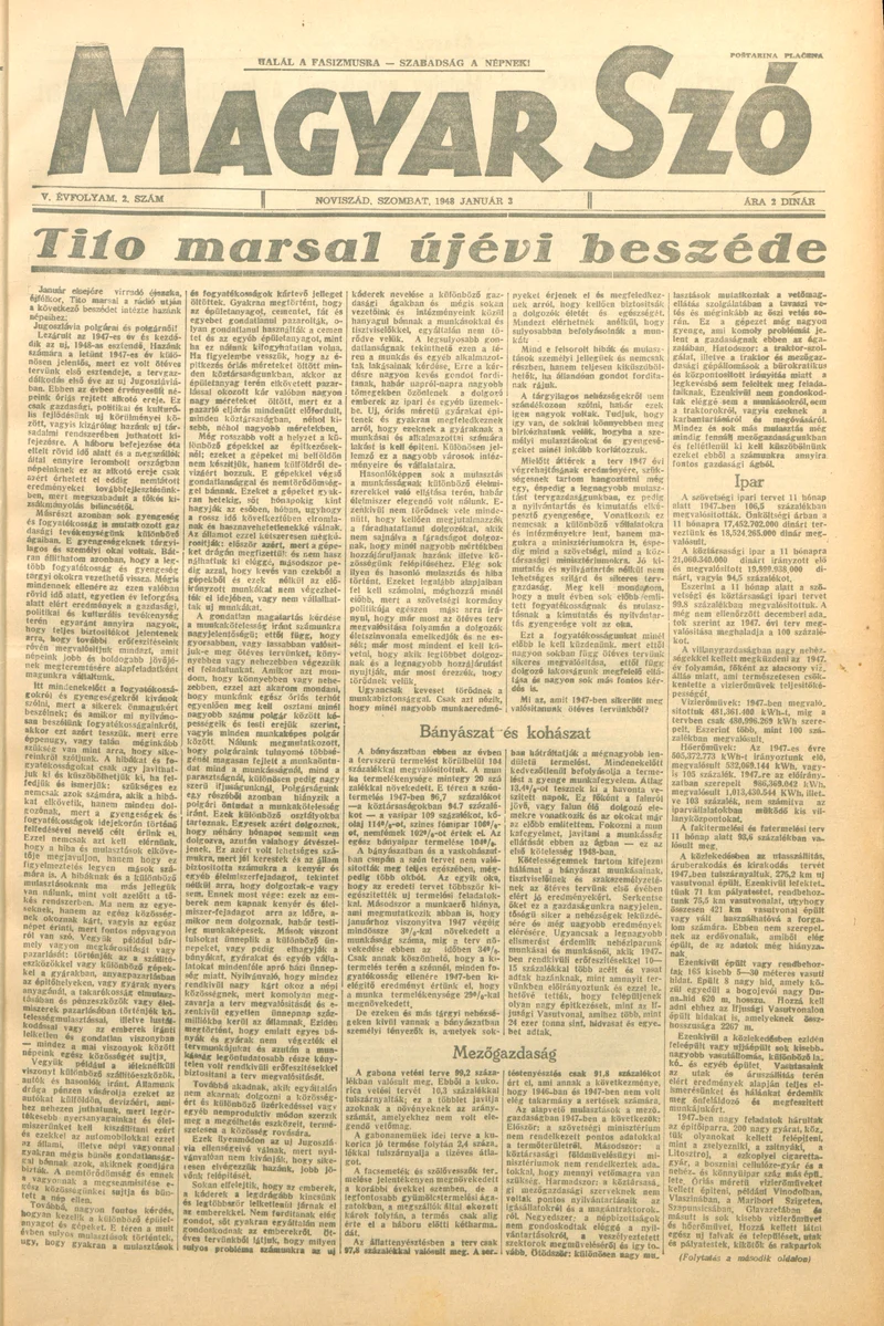Magyar Szó, 5. évf. 1948. január 3. 2. sz. 1–6. oldal