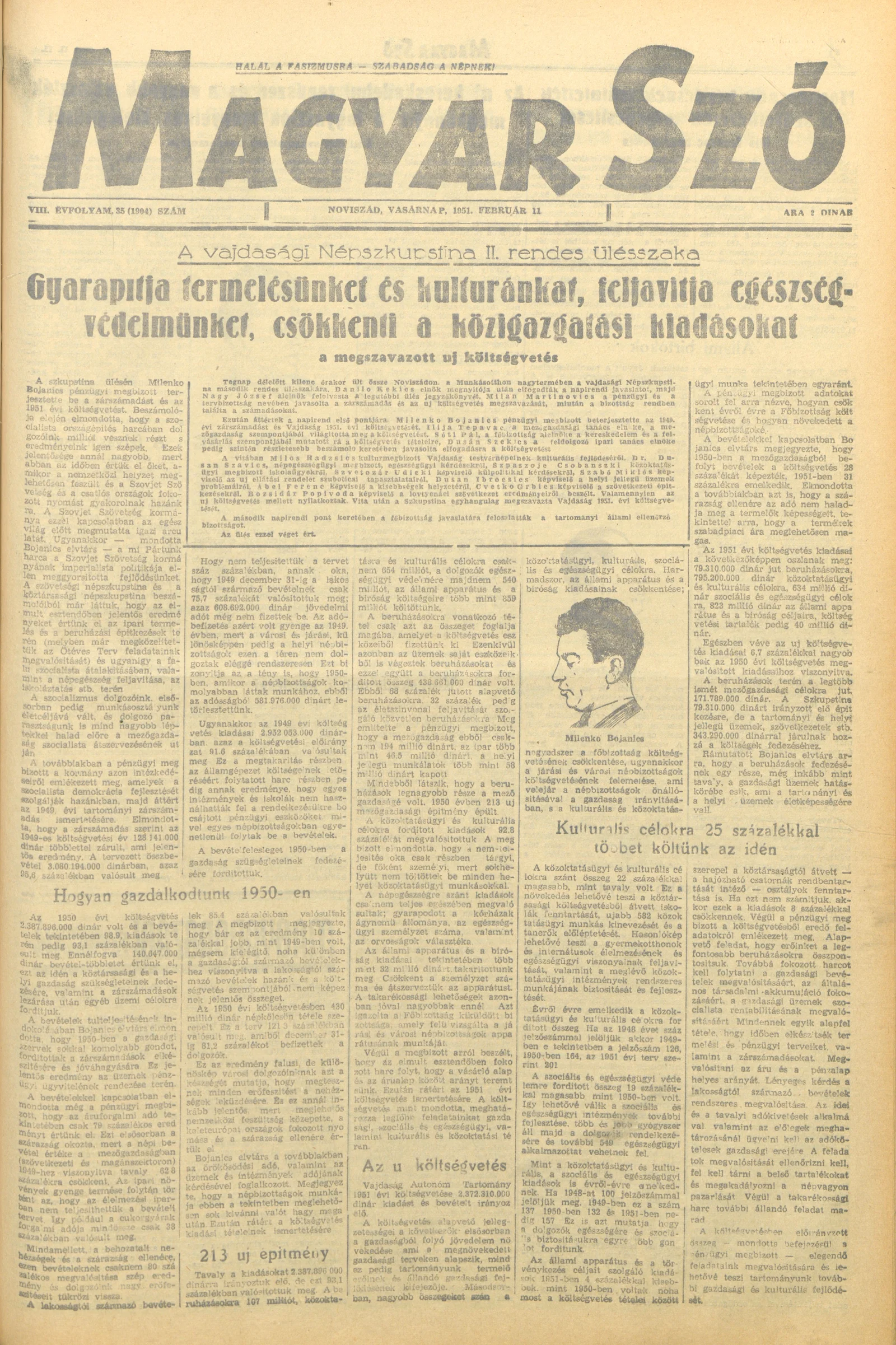 Magyar Szó, 8. évf. 1951. február 11. 35. sz. 1–4. oldal