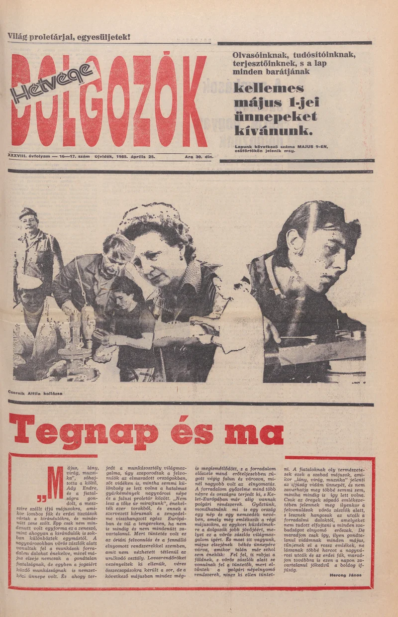Dolgozók, 39. évf. 1985. április 25. 16–17. sz.
