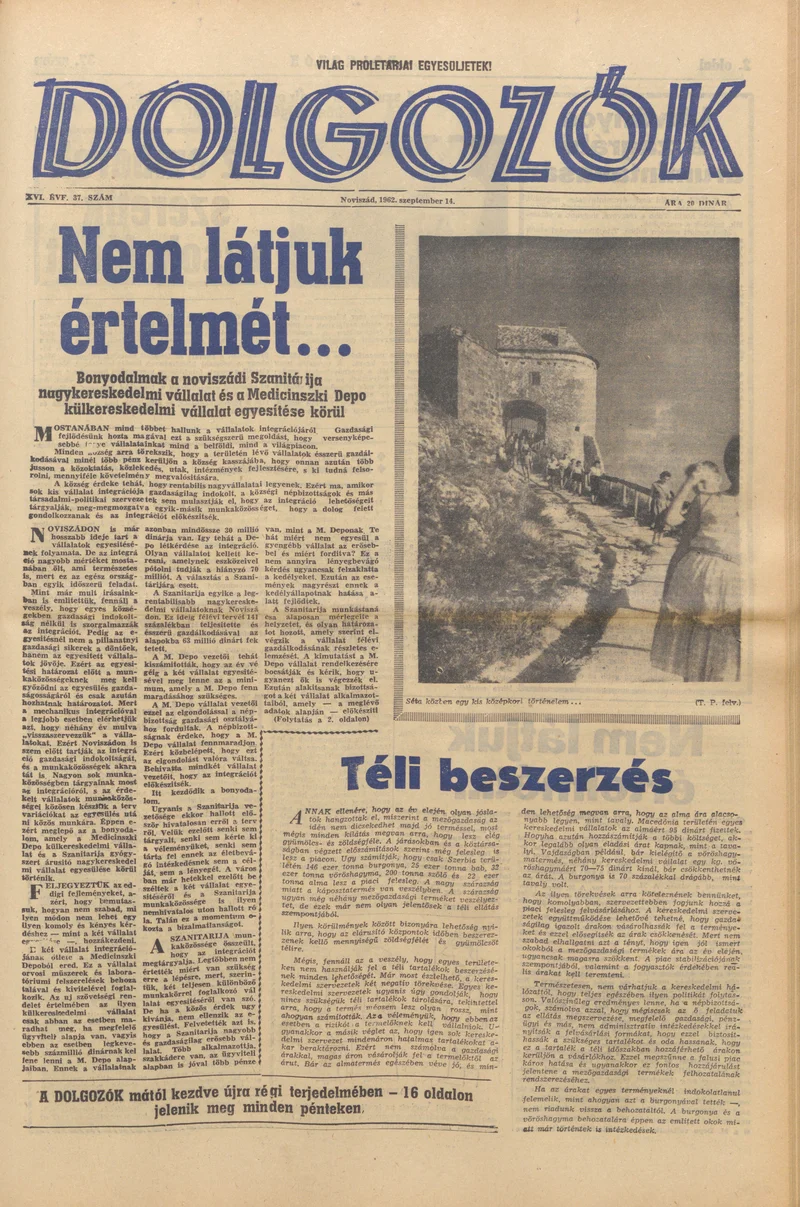 Dolgozók, 16. évf. 1962. szeptember 14. 37. sz.