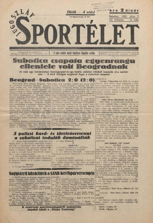 Jugoszláv sportélet, 7. évf. 1928. július 2. 24. sz.
