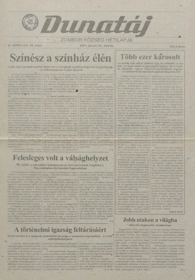 Dunatáj, 3. évf. 2001. január 10. 92. sz.