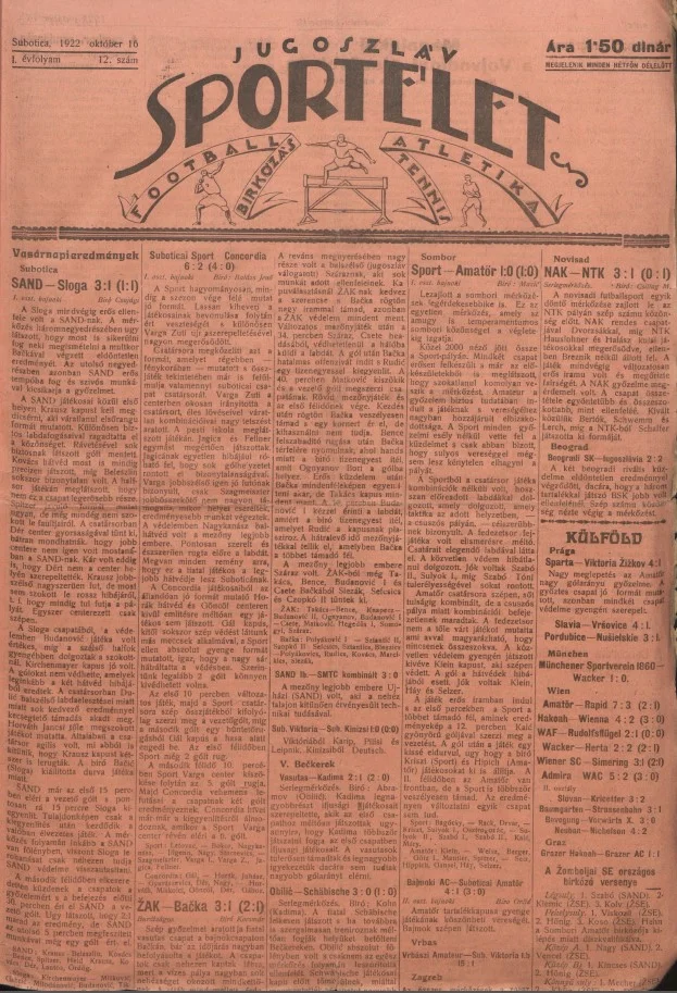 Jugoszláv sportélet, 1. évf. 1922. október 16. 12. sz.