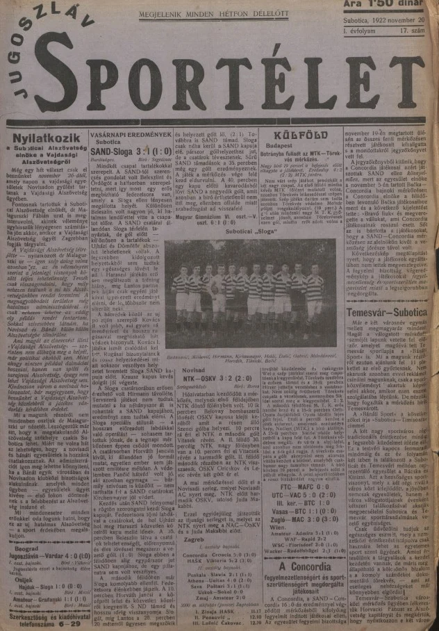 Jugoszláv sportélet, 1. évf. 1922. november 21. 17. sz.