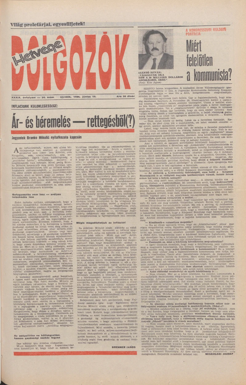 Dolgozók, 40. évf. 1986. június 19. 24. sz.
