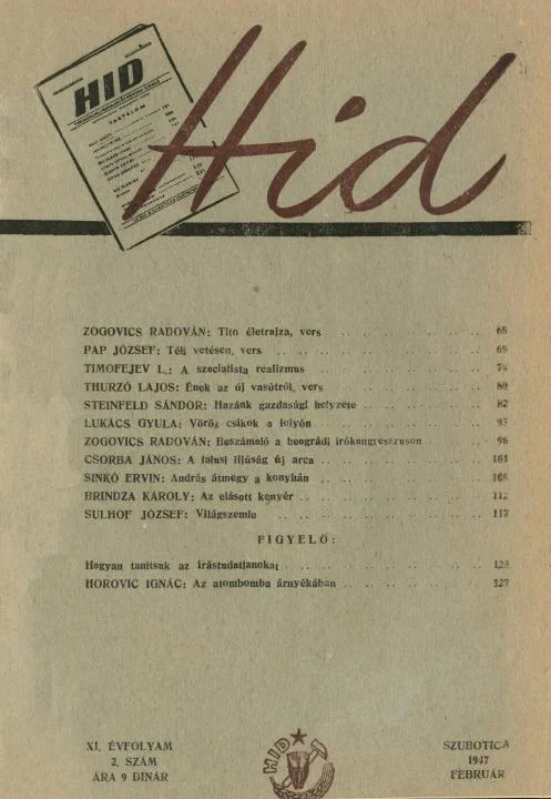 Híd, 11. évf. 1947. február. 2. sz. 65–128. oldal