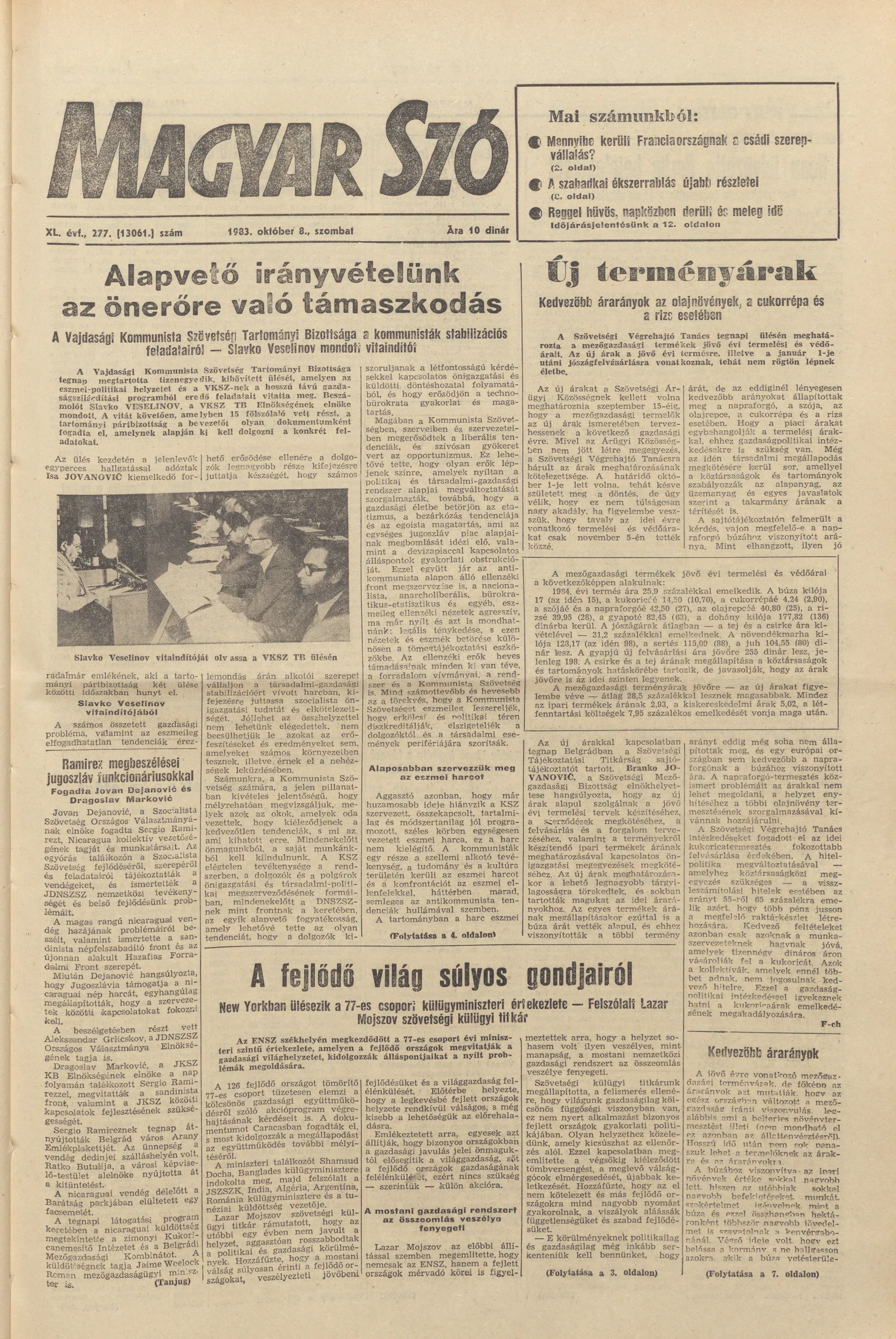 Magyar Szó, 40. évf. 1983. október 8. 277. sz.