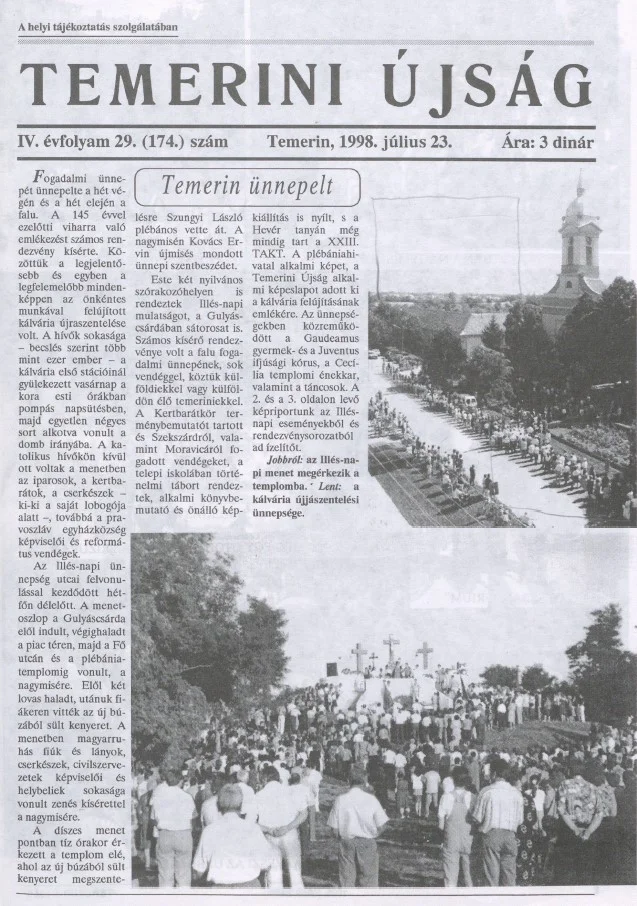 Temerini Újság, 4. évf. 1998. július 23. 29. sz.