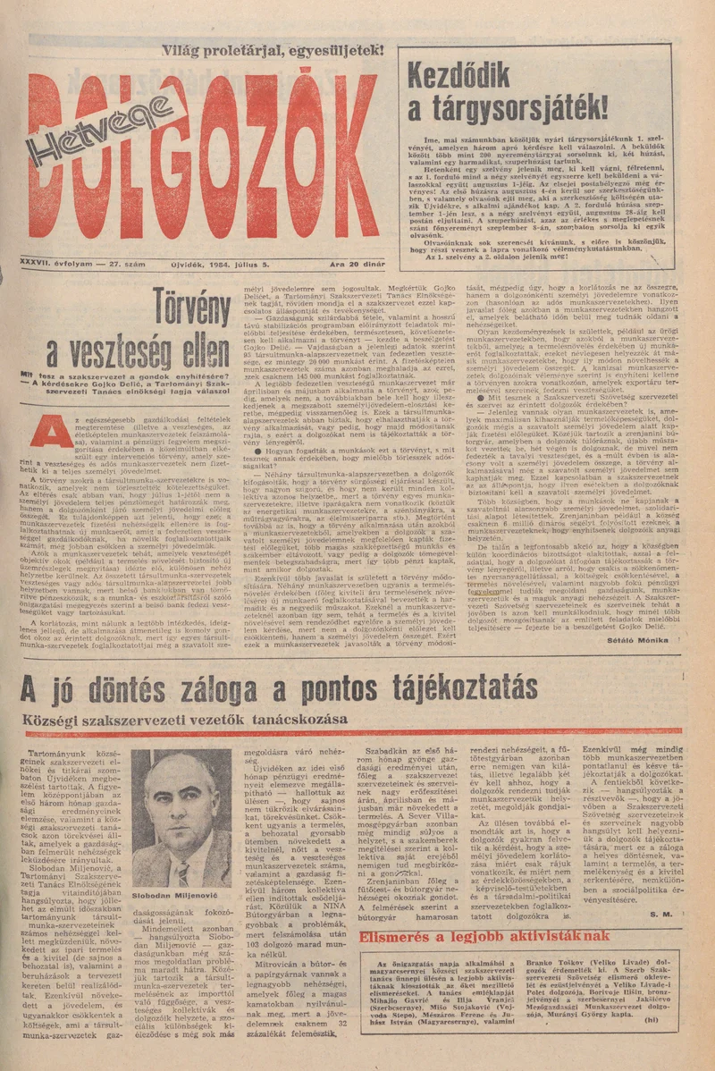 Dolgozók, 38. évf. 1984. július 5. 27. sz.