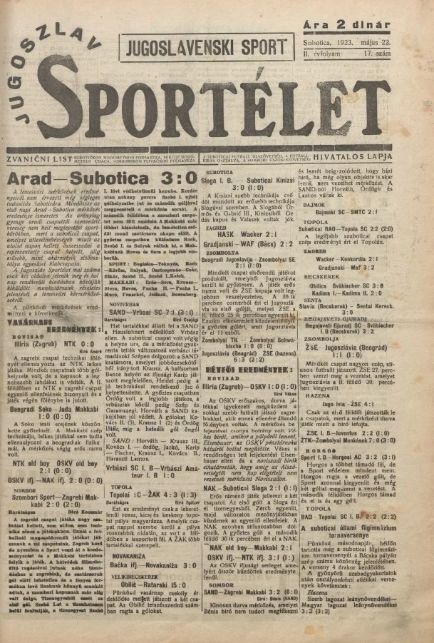Jugoszláv sportélet, 2. évf. 1923. május 22. 17. sz.