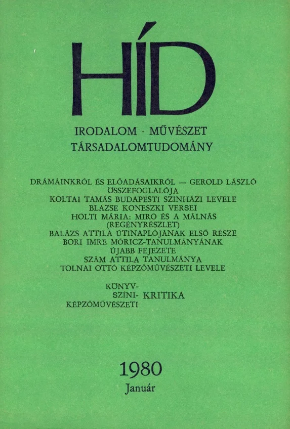 Híd, 44. évf. 1980. január. 1. sz. 1–136. oldal