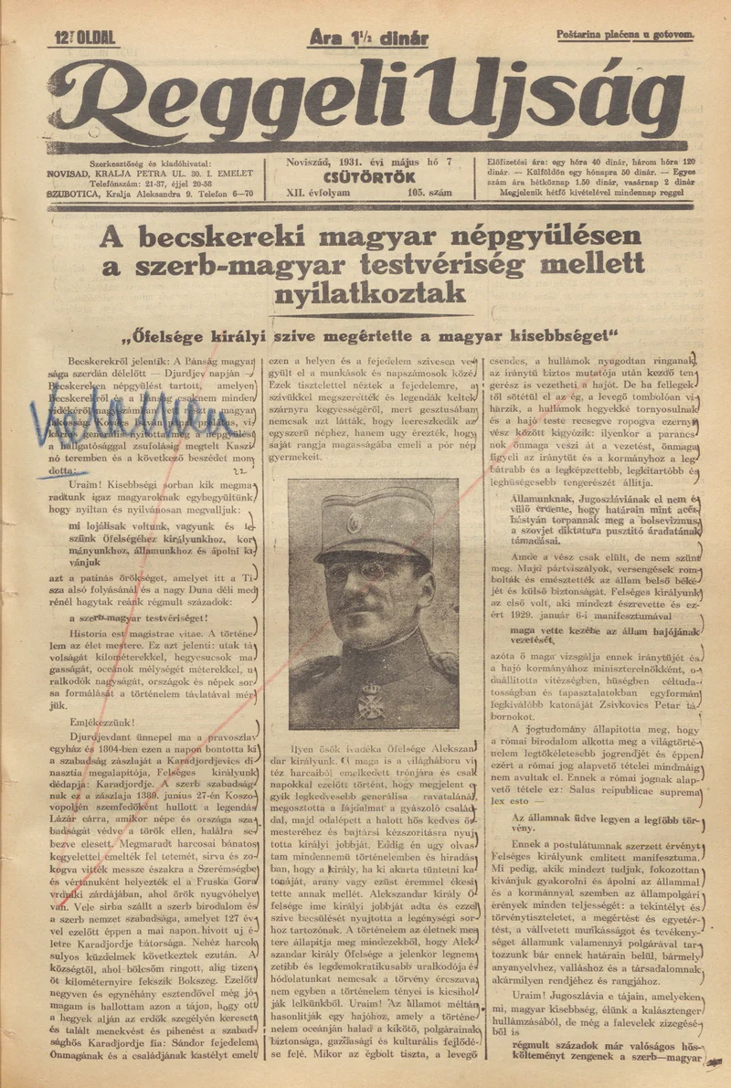Reggeli Újság, 12. évf. 1931. május 7. 105. sz.