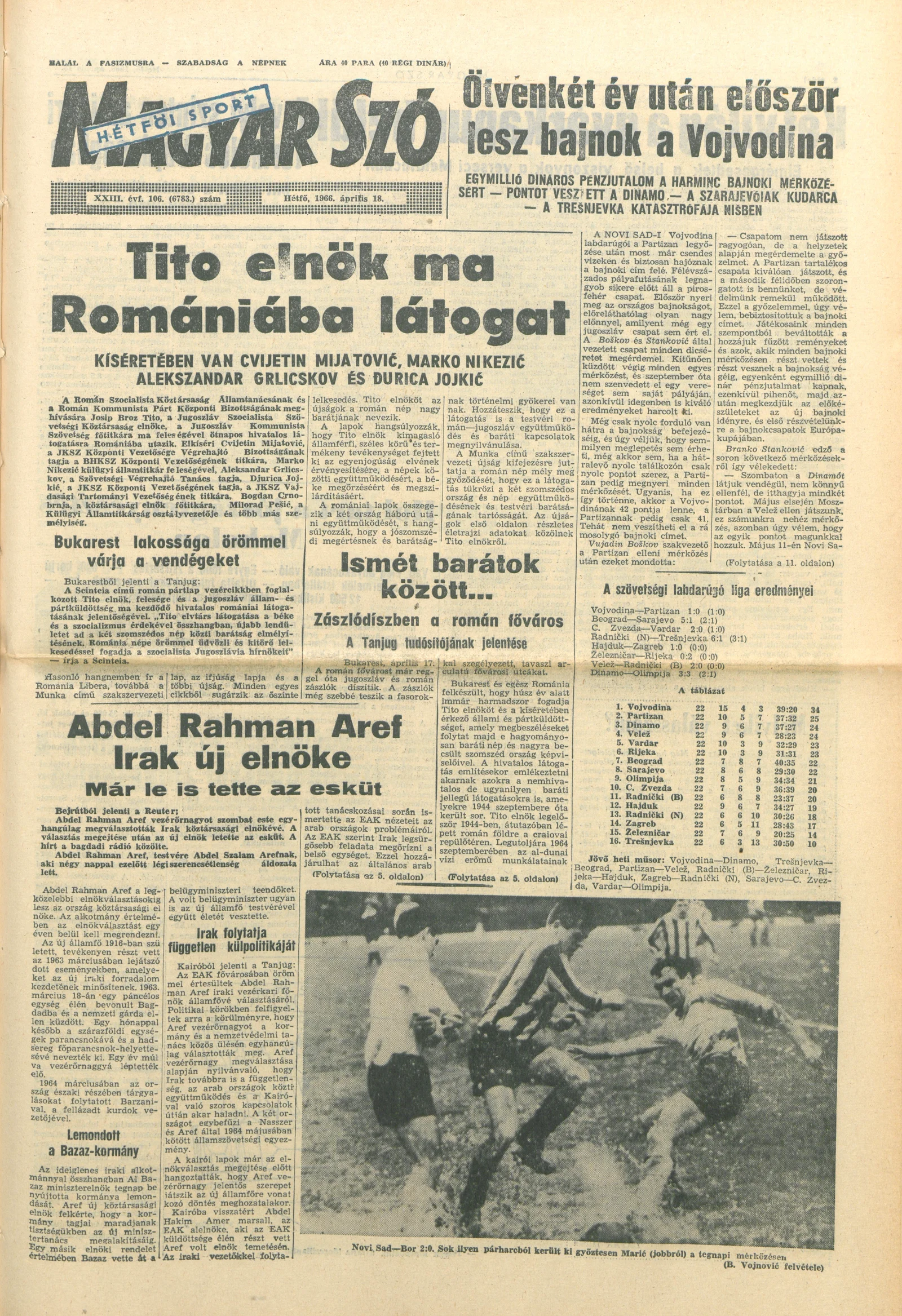 Magyar Szó, 23. évf. 1966. április 18. 106. sz.