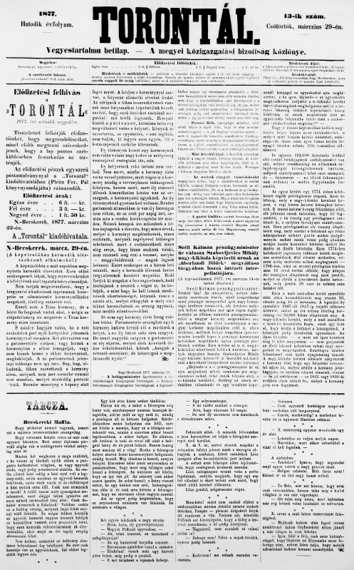 Torontál, 6. évf. 1877. március 29. 13. sz.