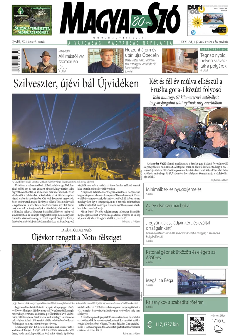 Magyar Szó, 81. évf. 2024. január 3. 1. sz. 1–16. oldal