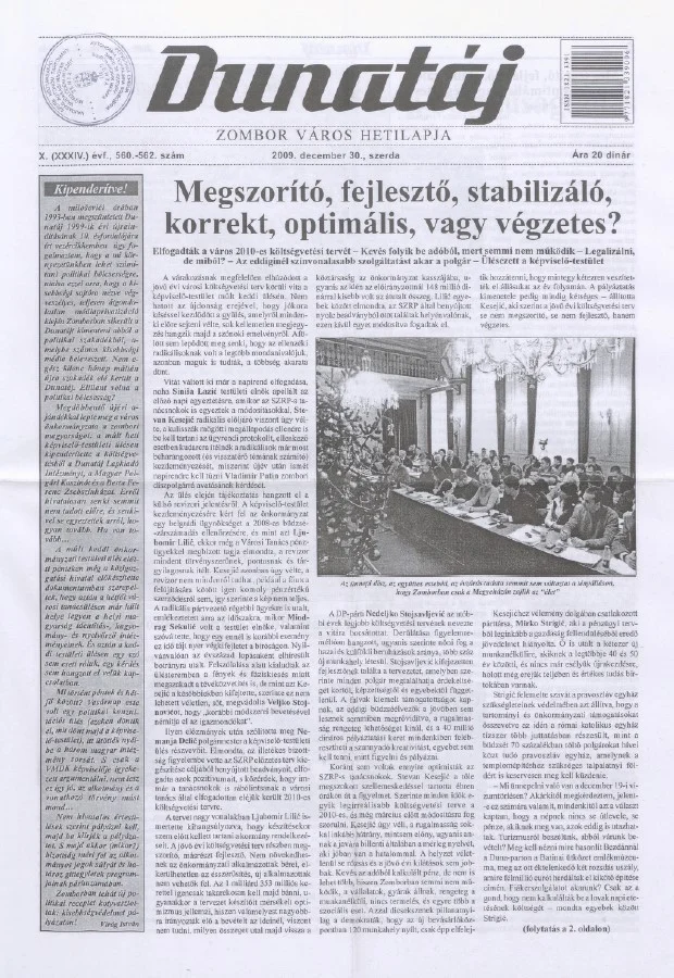 Dunatáj, 11. évf. 2009. december 30. 560–562. sz.