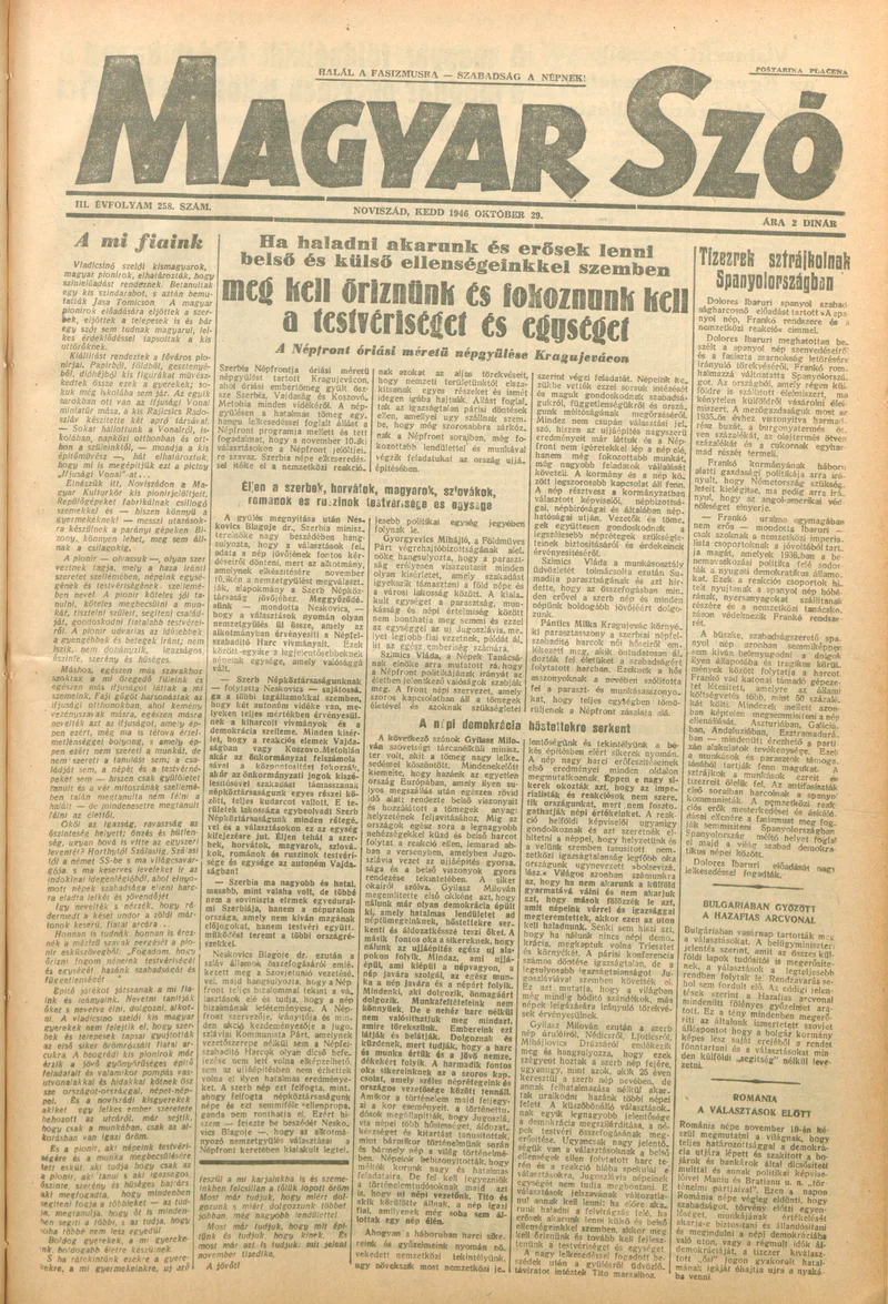 Magyar Szó, 3. évf. 1946. október 29. 258. sz. 1–6. oldal