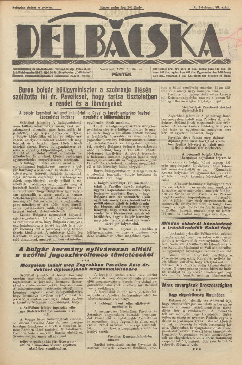 Délbácska, 10. évf. 1929. április 26. 98. sz.
