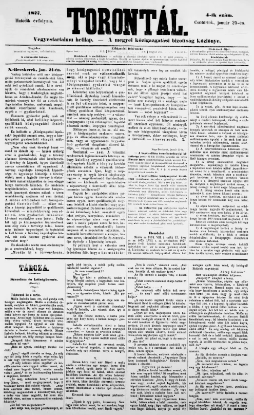 Torontál, 6. évf. 1877. január 25. 4. sz.