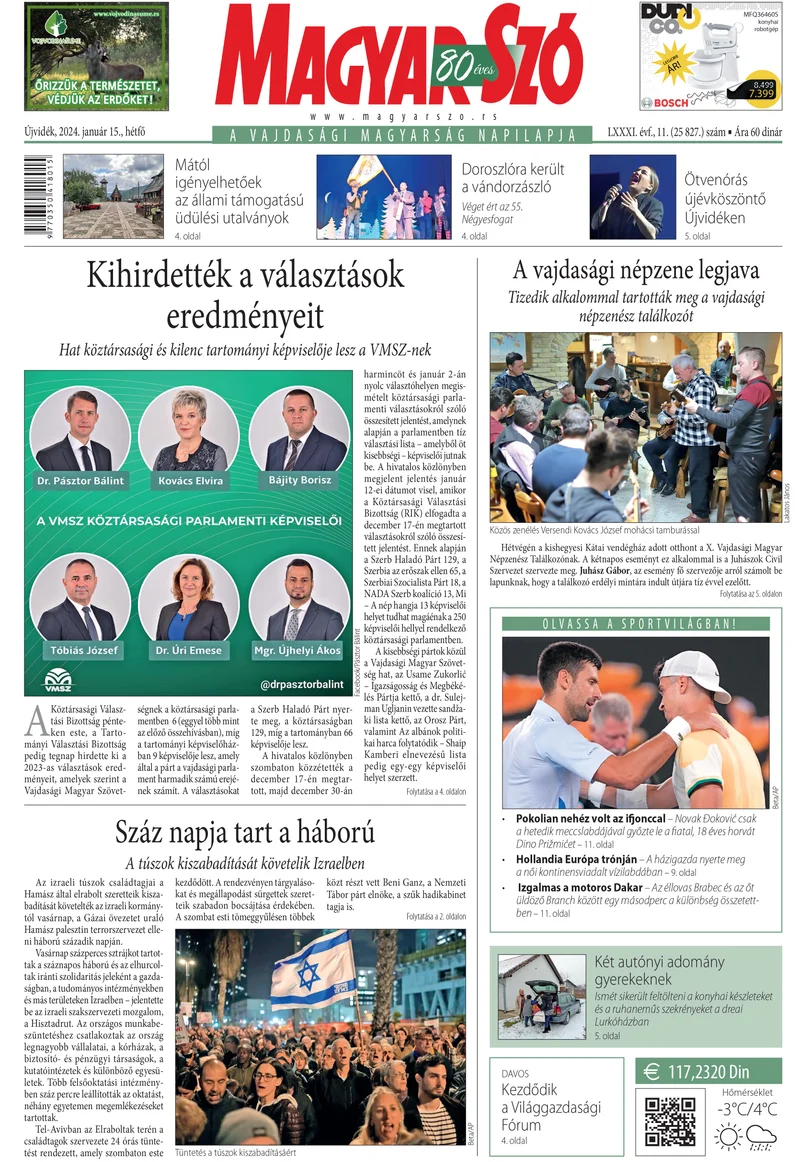 Magyar Szó, 81. évf. 2024. január 15. 11. sz. 1–16. oldal