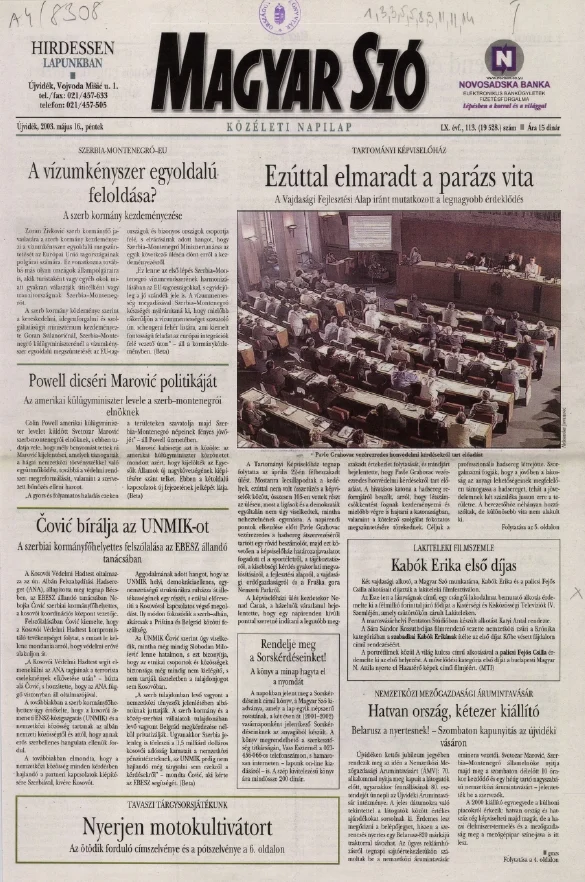 Magyar Szó, 60. évf. 2003. május 16. 114. sz. 1–16. oldal