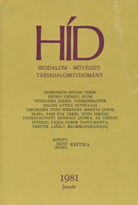 Híd, 45. évf. 1981. január. 1. sz. 1–120. oldal