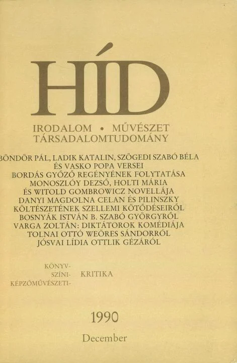 Híd, 54. évf. 1990. december. 12. sz. 1173–1280. oldal