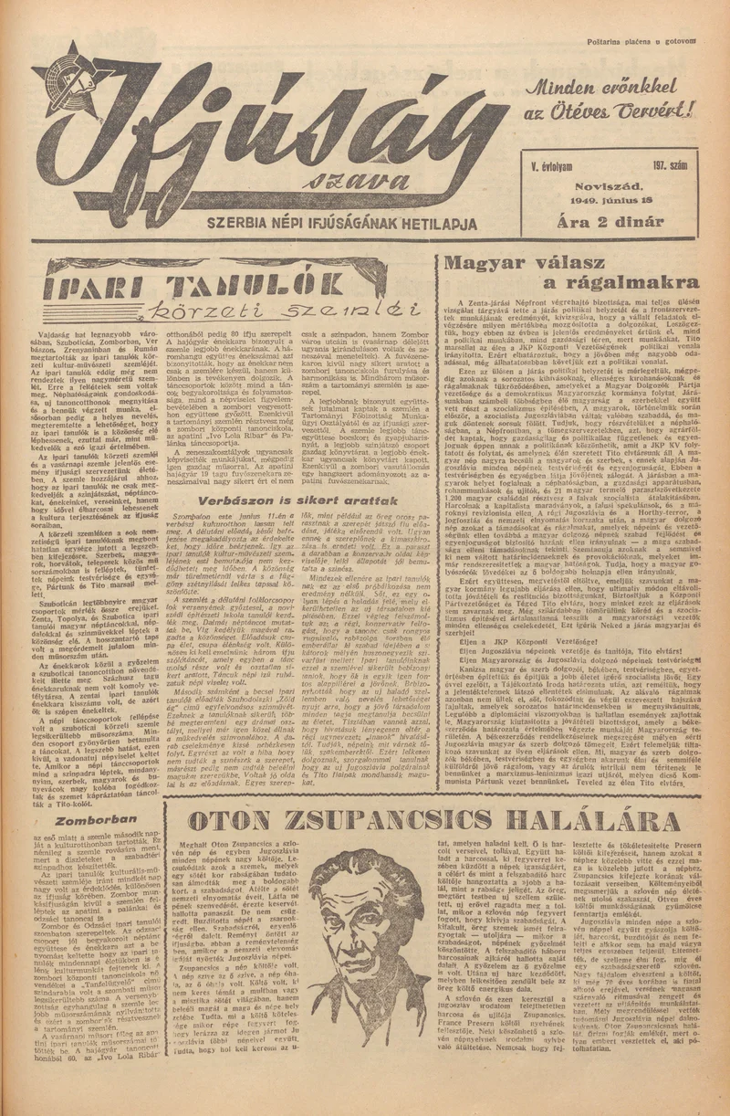 Ifjúság Szava, 5. évf. 1949. június 18. 197. sz.