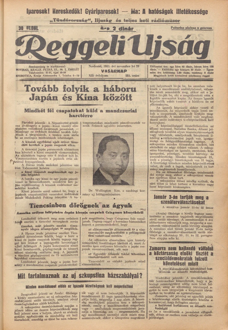 Reggeli Újság, 12. évf. 1931. november 29. 281. sz.
