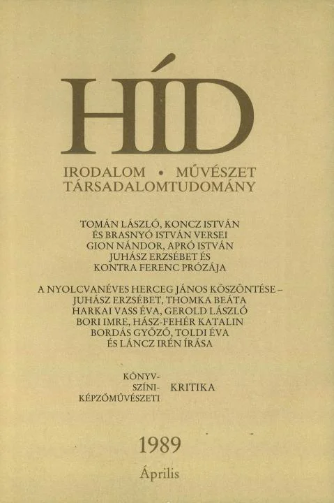 Híd, 53. évf. 1989. április. 4. sz. 399–526. oldal