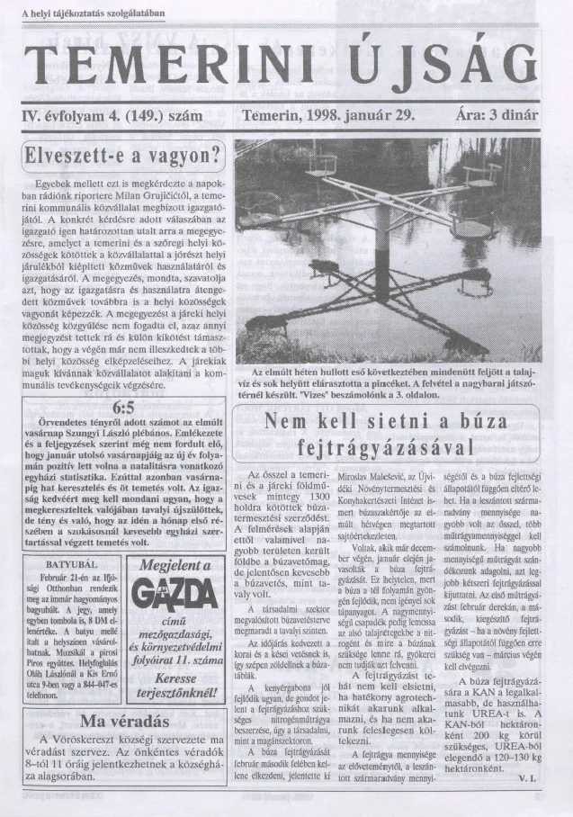 Temerini Újság, 2. évf. 1998. január 29. 4. sz.