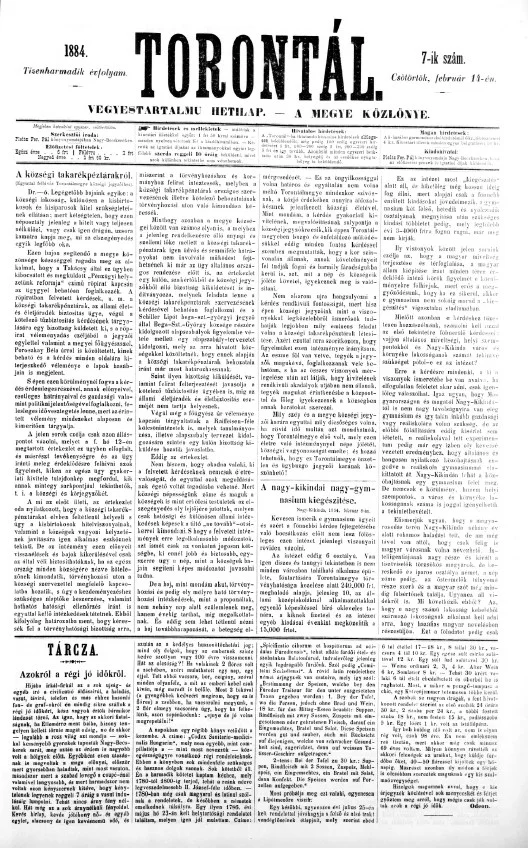 Torontál, 13. évf. 1884. február 14. 7. sz.