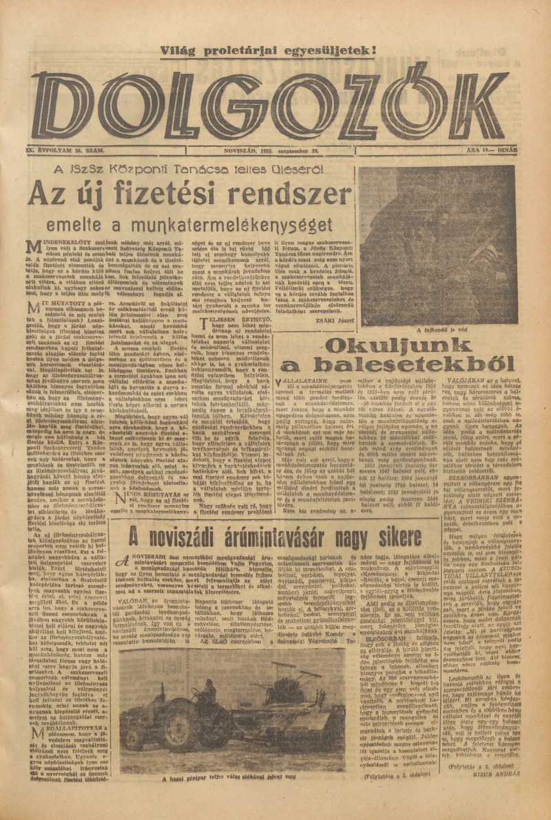 Dolgozók, 9. évf. 1955. szeptember 27. 38. sz.