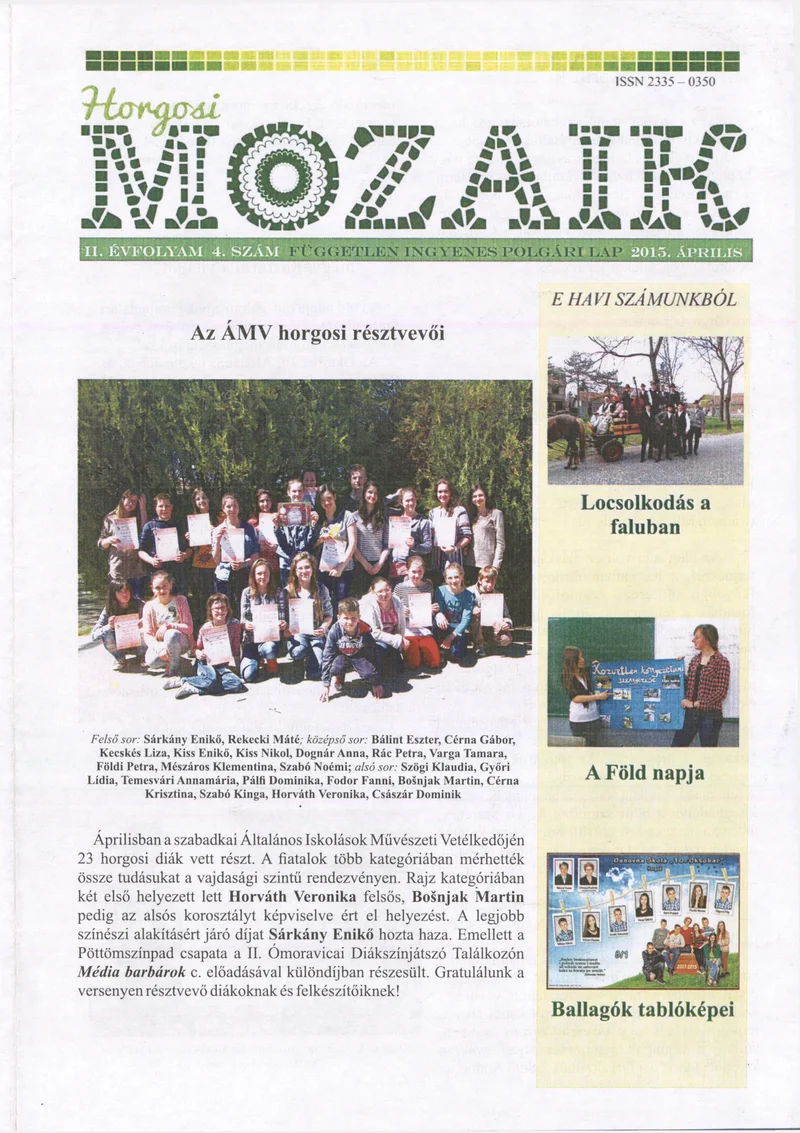 Horgosi Mozaik, 2. évf. 2015. április. 4. sz.
