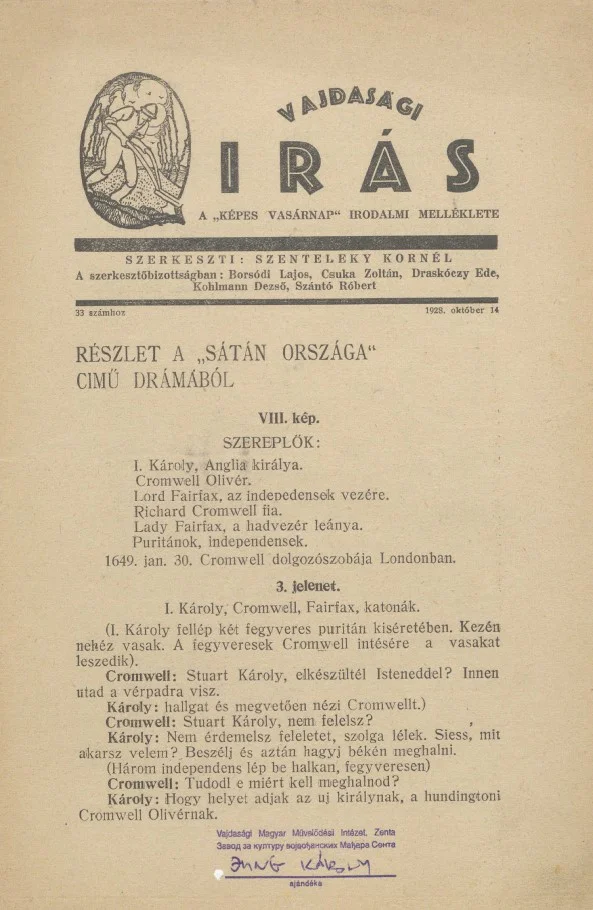 Vajdasági Írás, 1. évf. 1928. október 14. 33. sz. 97–128. oldal