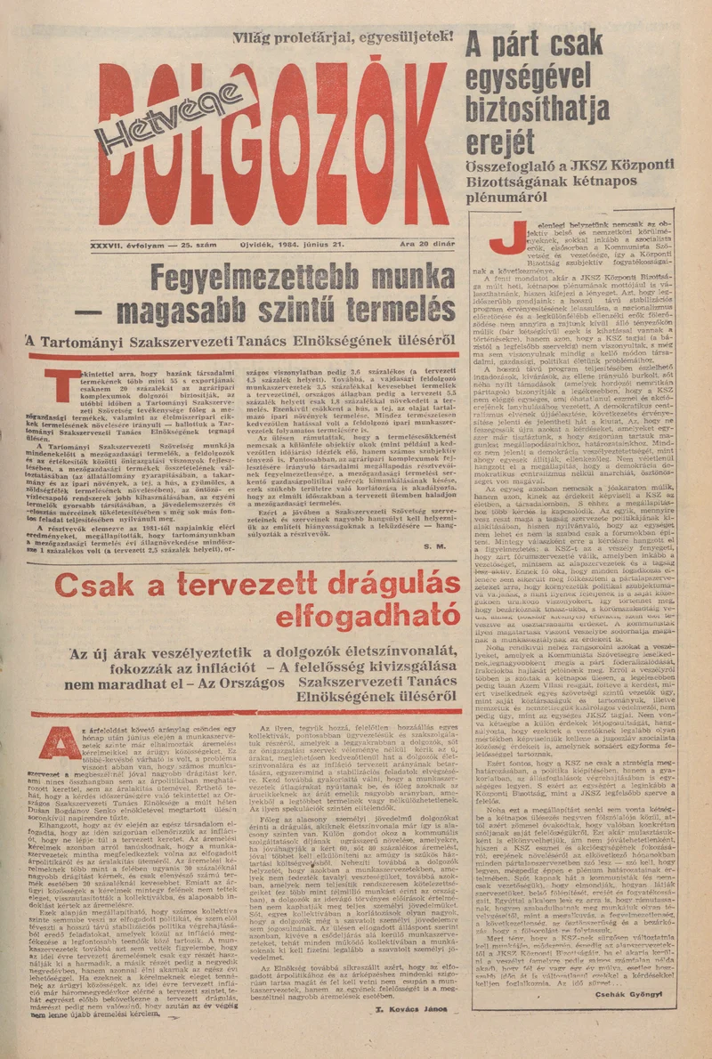 Dolgozók, 38. évf. 1984. június 21. 25. sz.